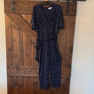 Navy Floral Wrap Jumpsuit